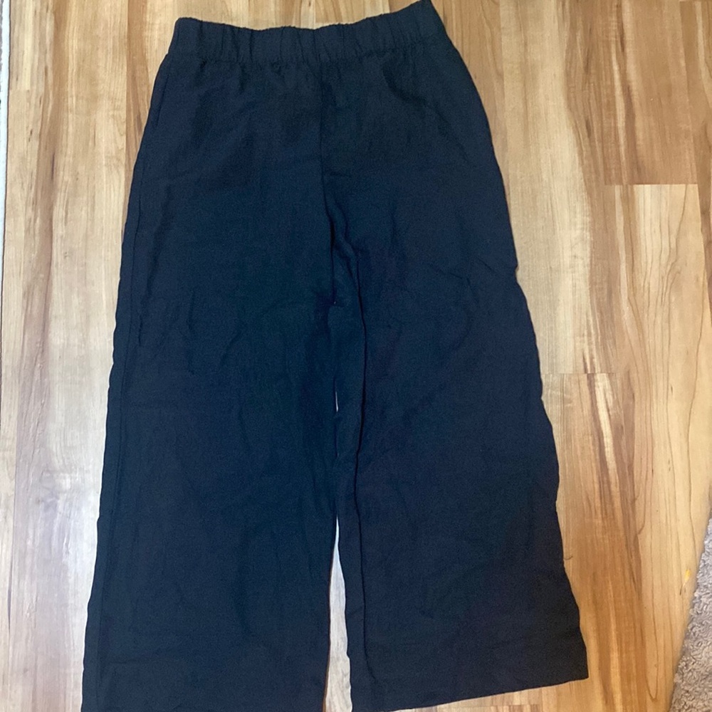 Wide leg linen ankle pants
